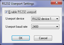 VICE RS-232 User Port Settings Dialog