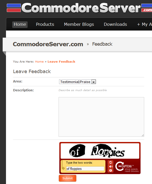 Cool Capcha on CommodoreServer.com